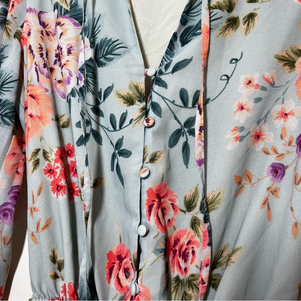 Yumi Kim Long Sleeve Floral Love Always Dress in Blue and Pink Size Small - Picture 5 of 11